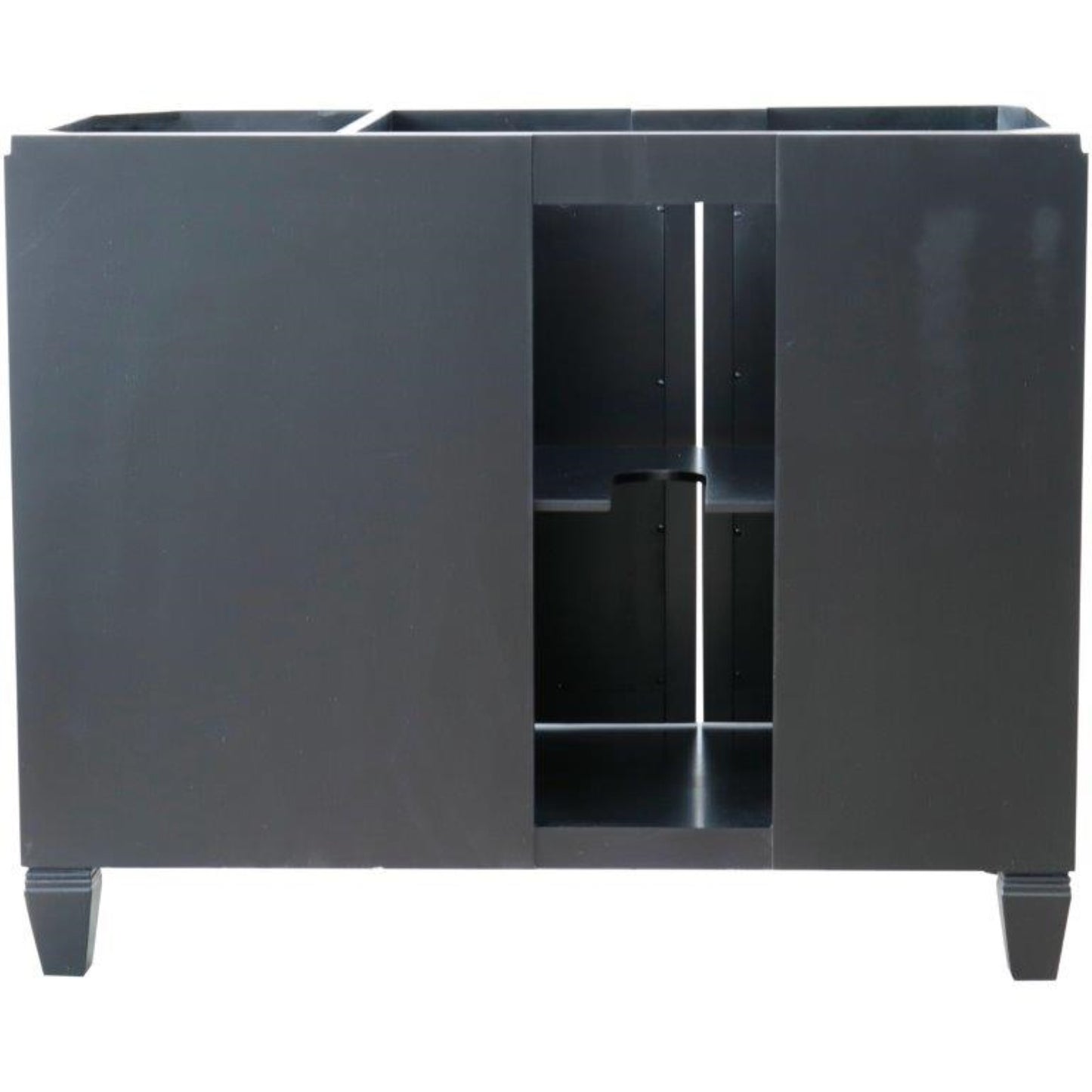 43" Single vanity in Black finish with Black galaxy and rectangle sink Left door/Left sink
