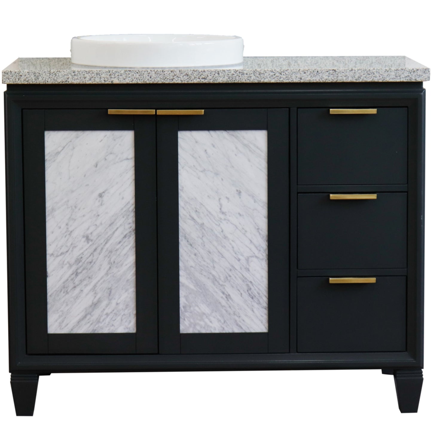 43" Single vanity in Dark Gray finish with Gray granite and round sink Left door/Left sink