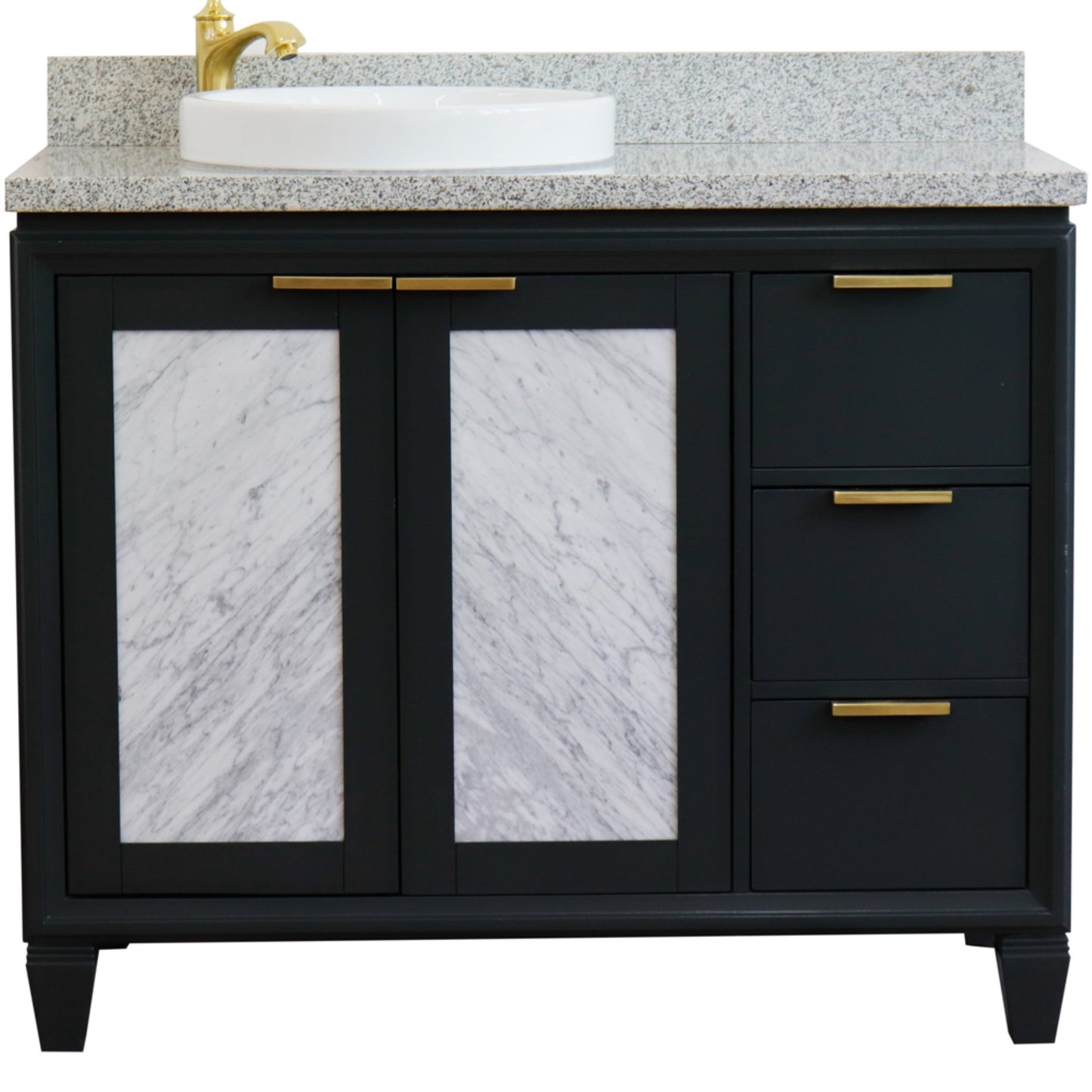 43" Single vanity in Dark Gray finish with Gray granite and round sink Left door/Left sink