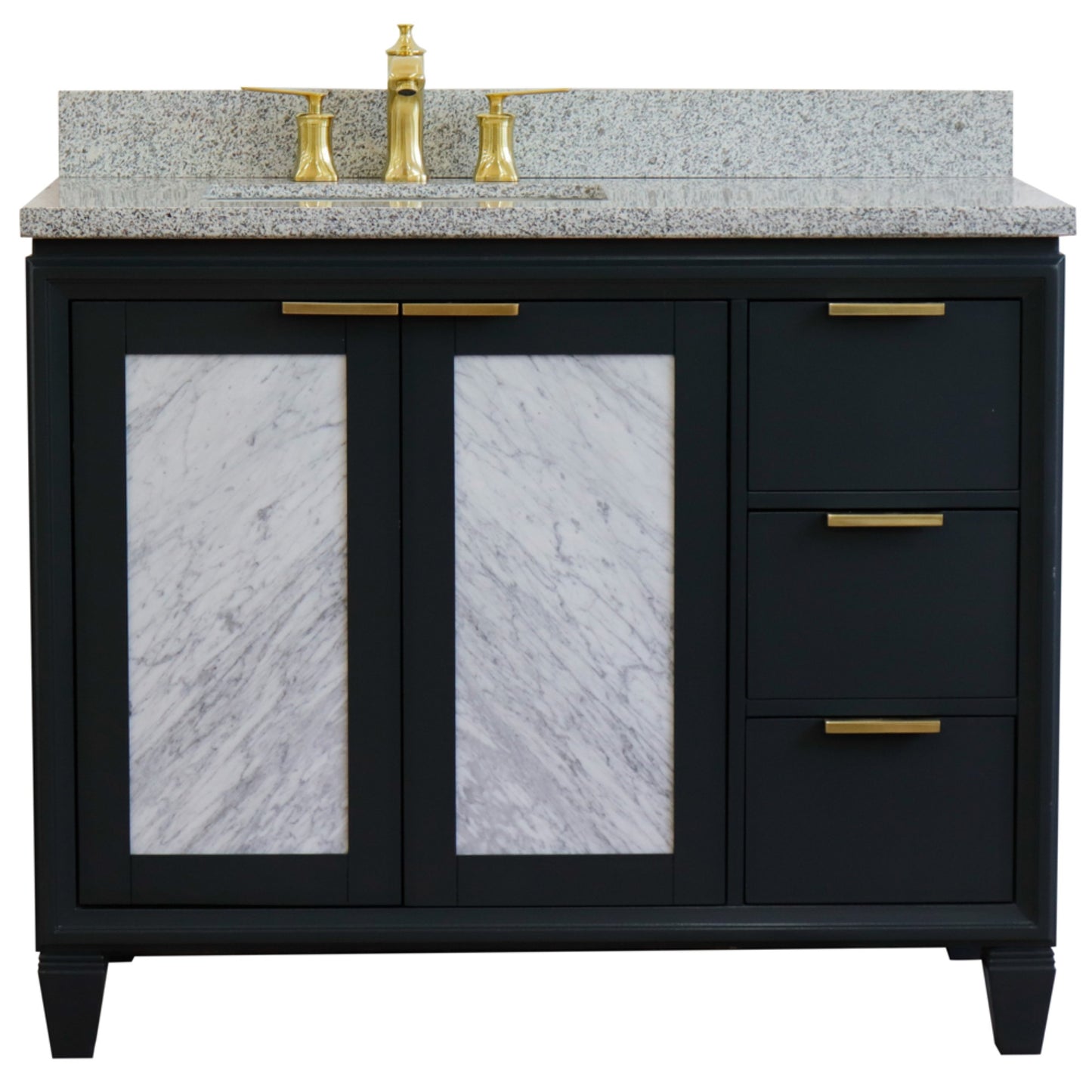 43" Single vanity in Dark Gray finish with Gray granite and rectangle sink Left door/Left sink