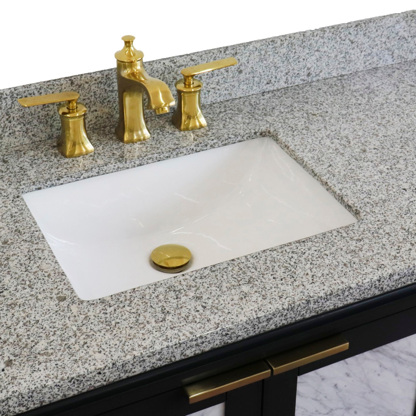 43" Single vanity in Dark Gray finish with Gray granite and rectangle sink Left door/Left sink
