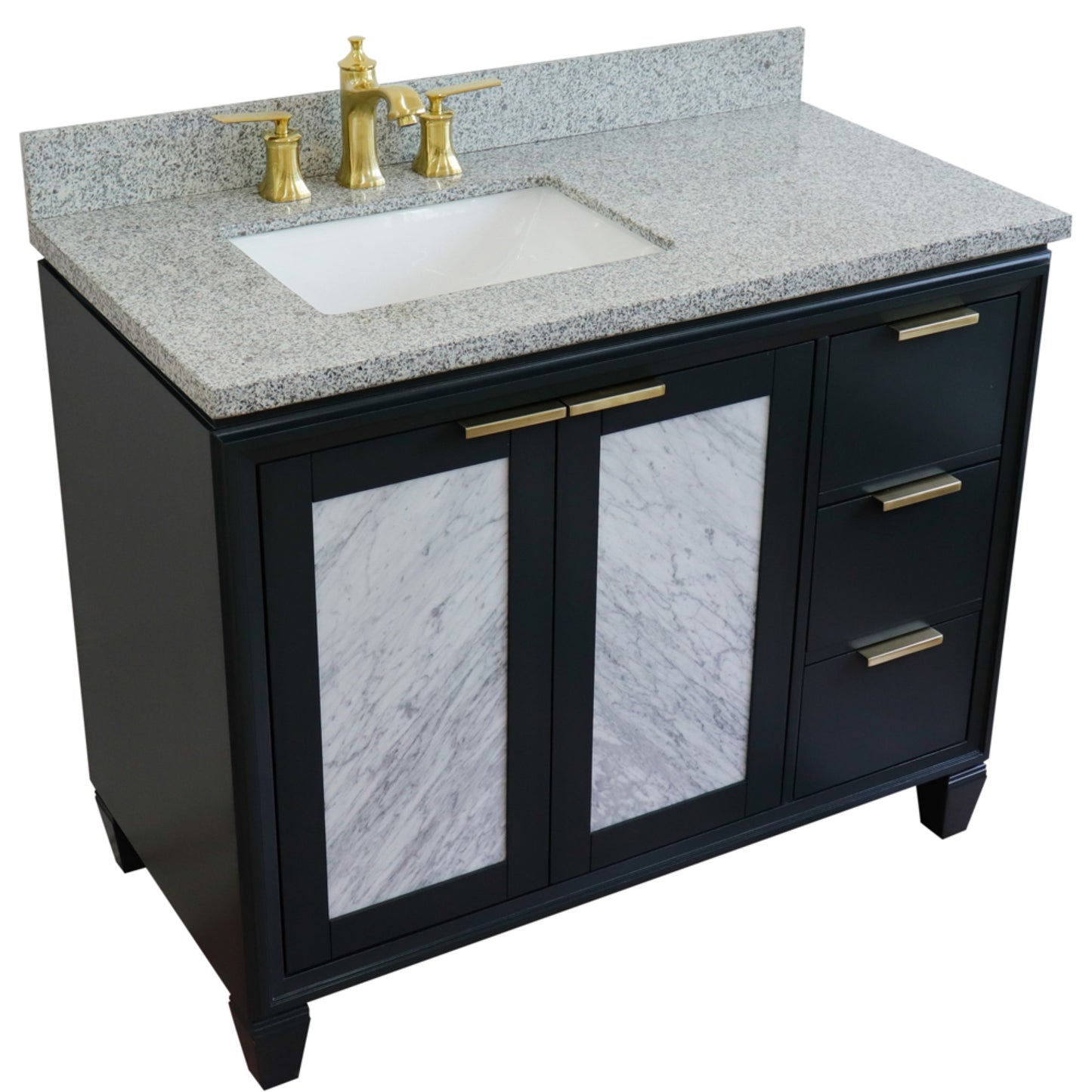 43" Single vanity in Dark Gray finish with Gray granite and rectangle sink Left door/Left sink