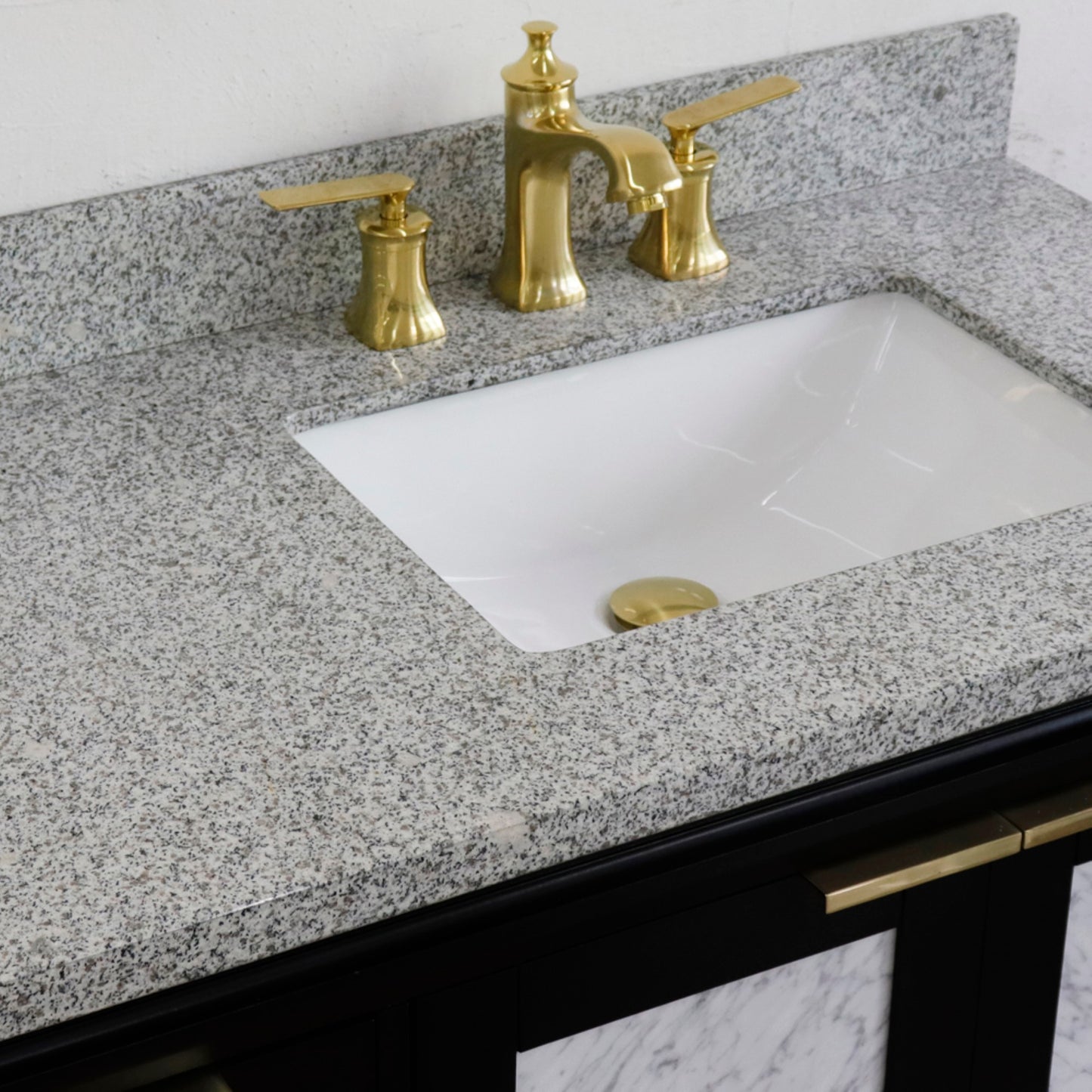 43" Single vanity in Black finish with Gray granite and rectangle sink Right door/Right sink