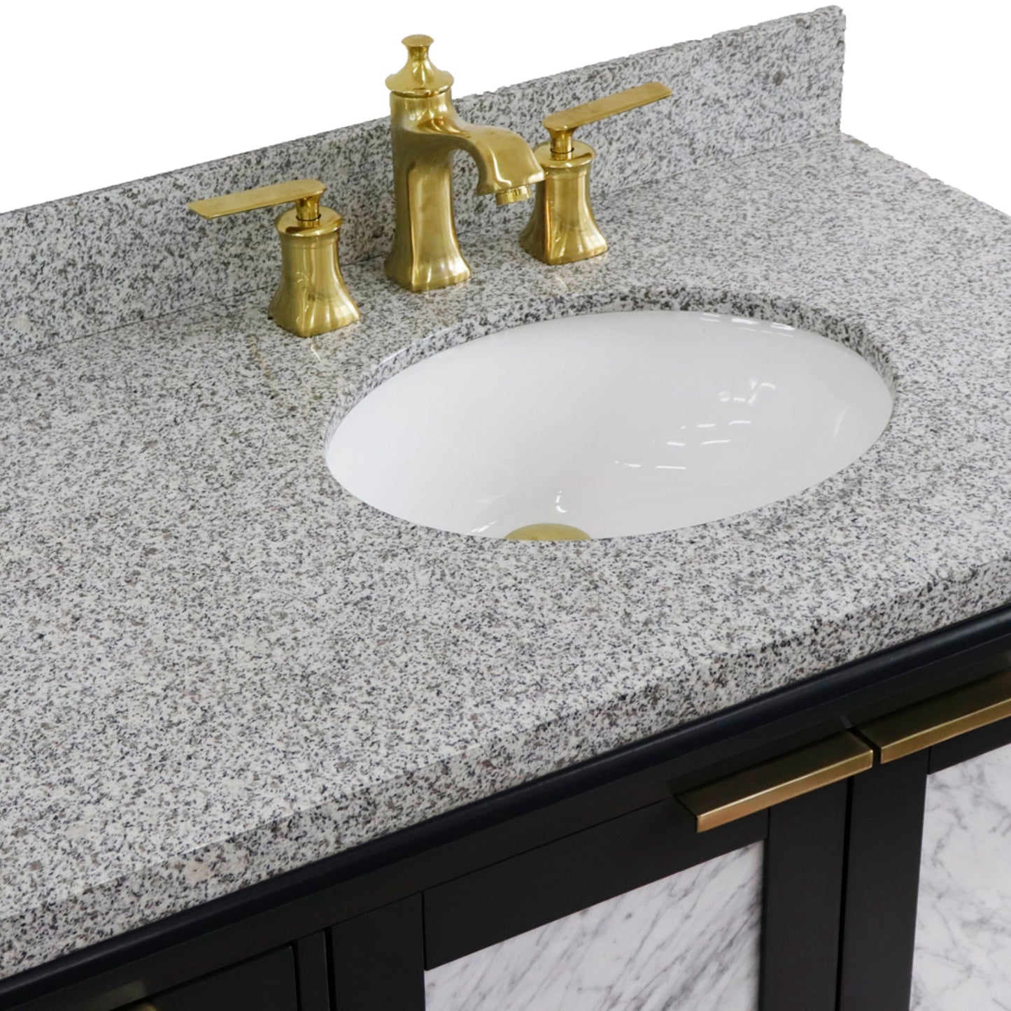 43" Single vanity in Dark Gray finish with Gray granite and oval sink Right door/Right sink