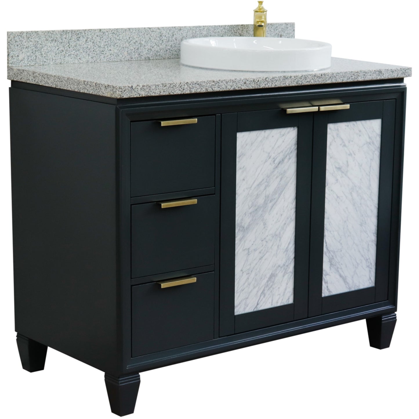 43" Single vanity in Dark Gray finish with Gray granite and round sink Right door/Right sink