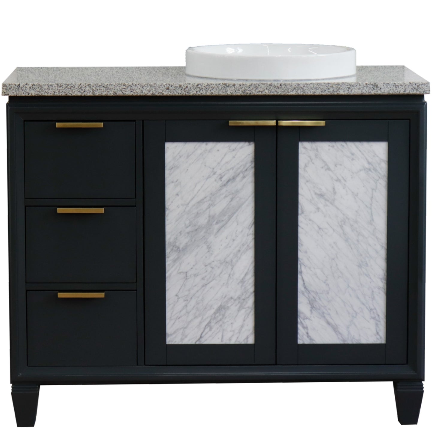 43" Single vanity in Dark Gray finish with Gray granite and round sink Right door/Right sink