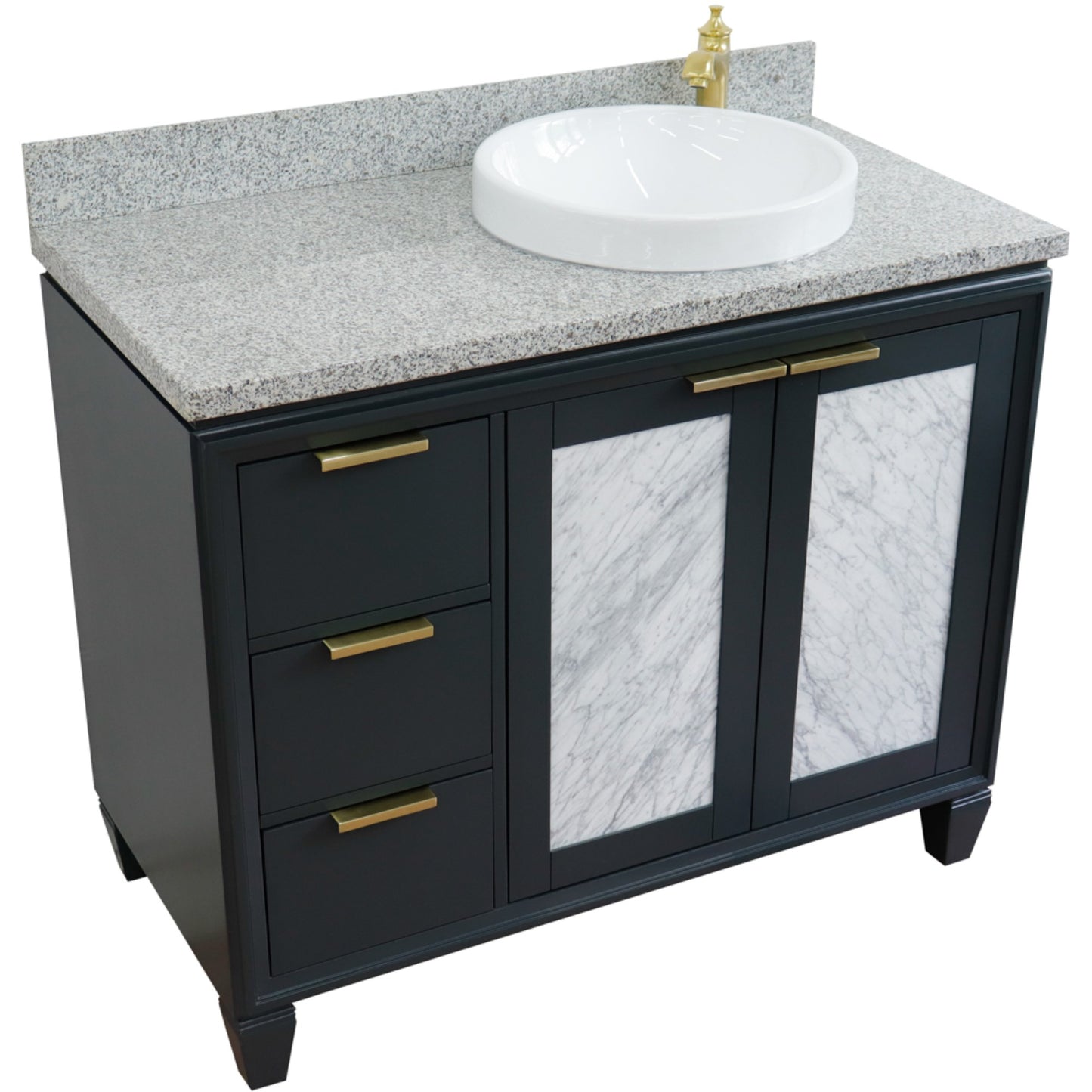 43" Single vanity in Dark Gray finish with Gray granite and round sink Right door/Right sink