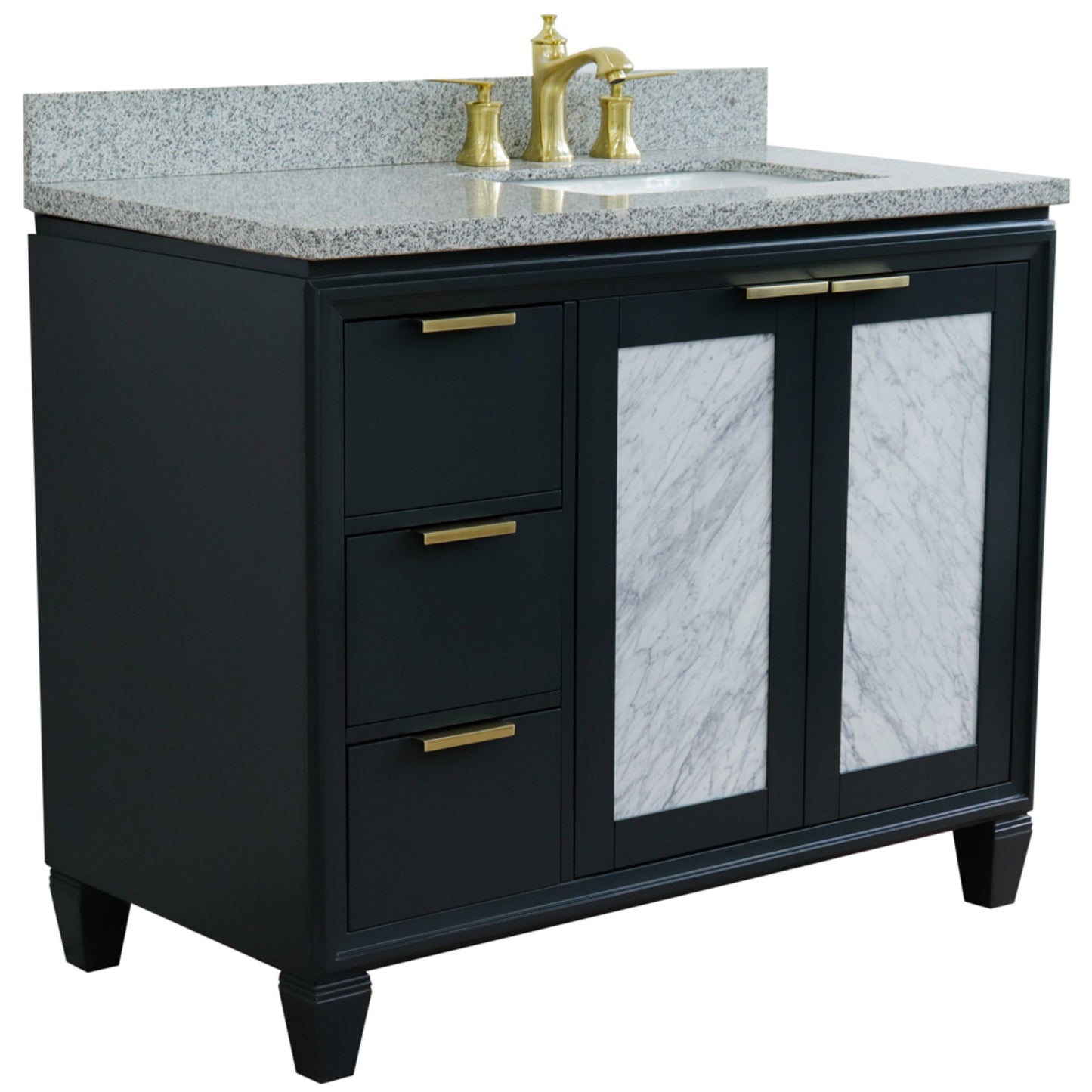 43" Single vanity in Dark Gray finish with Gray granite and rectangle sink Right door/Right sink