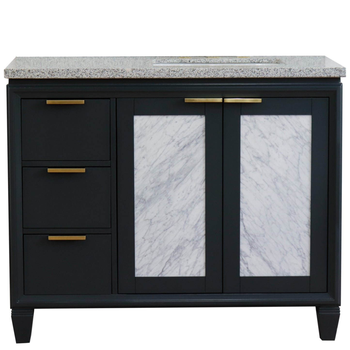 43" Single vanity in Dark Gray finish with Gray granite and rectangle sink Right door/Right sink