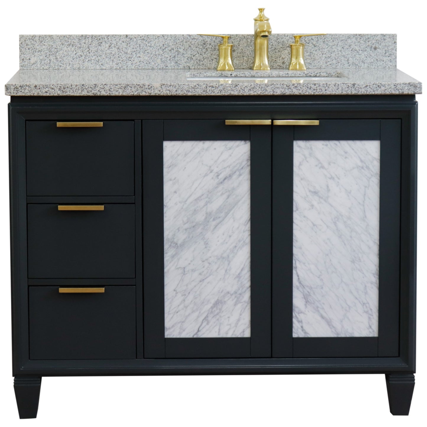 43" Single vanity in Dark Gray finish with Gray granite and rectangle sink Right door/Right sink
