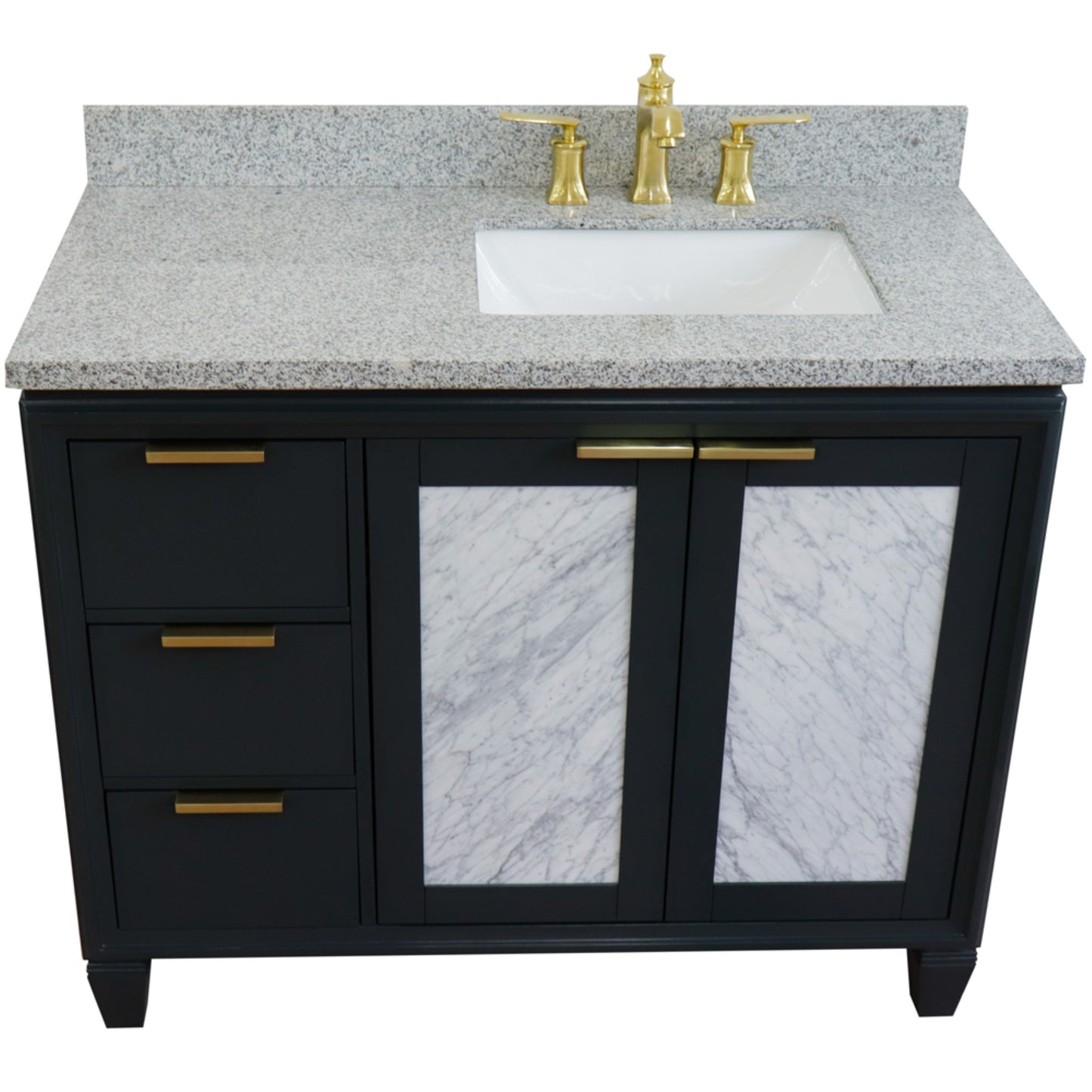 43" Single vanity in Dark Gray finish with Gray granite and rectangle sink Right door/Right sink