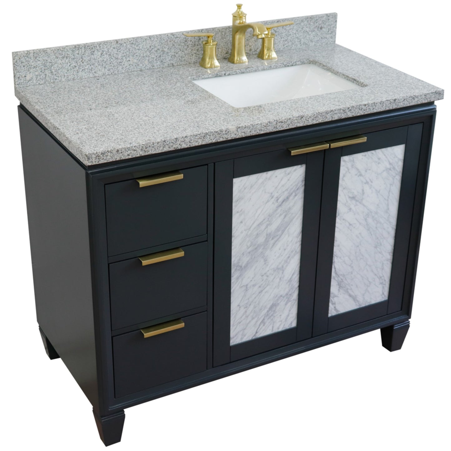 43" Single vanity in Dark Gray finish with Gray granite and rectangle sink Right door/Right sink