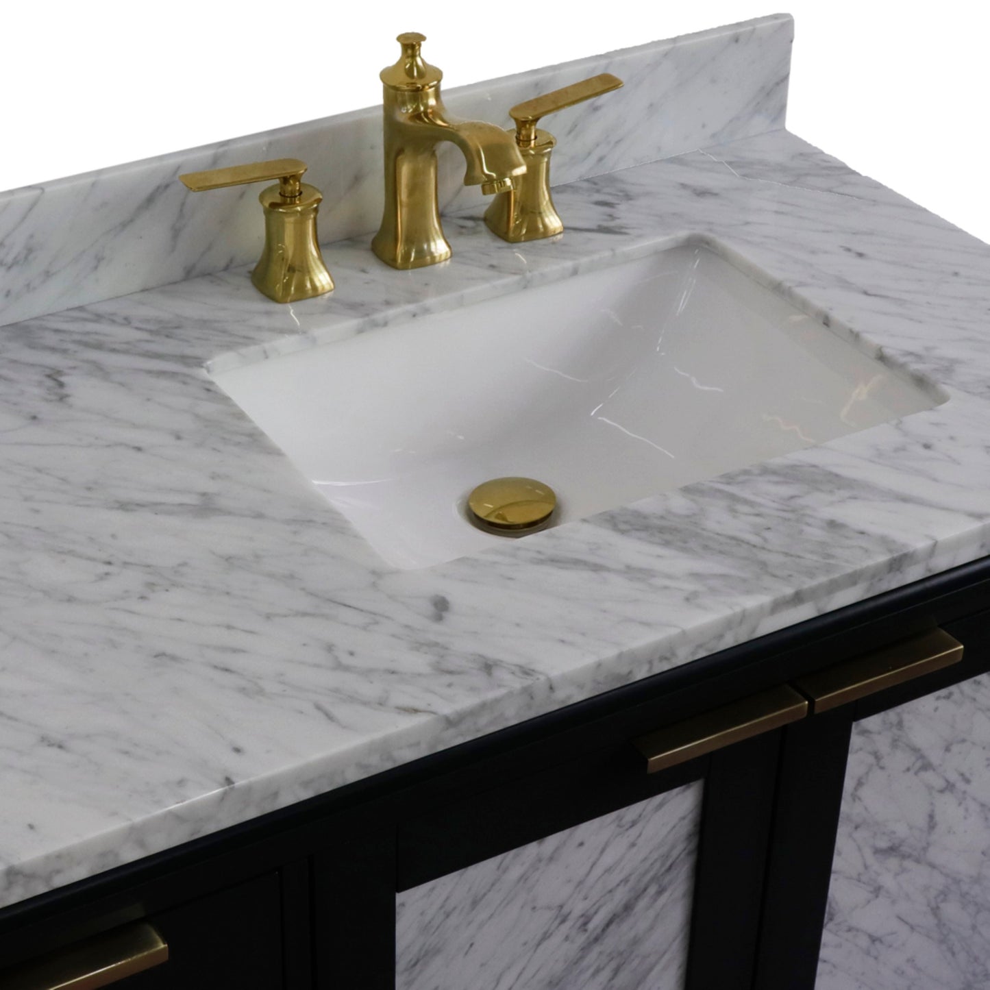 43" Single vanity in Dark Gray finish with White Carrara and rectangle sink Right door/Right sink