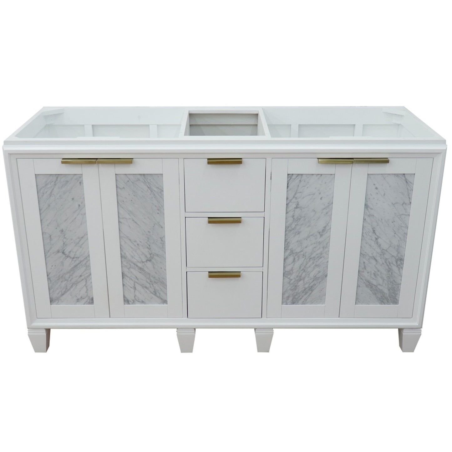60" Double vanity in White finish cabinet only