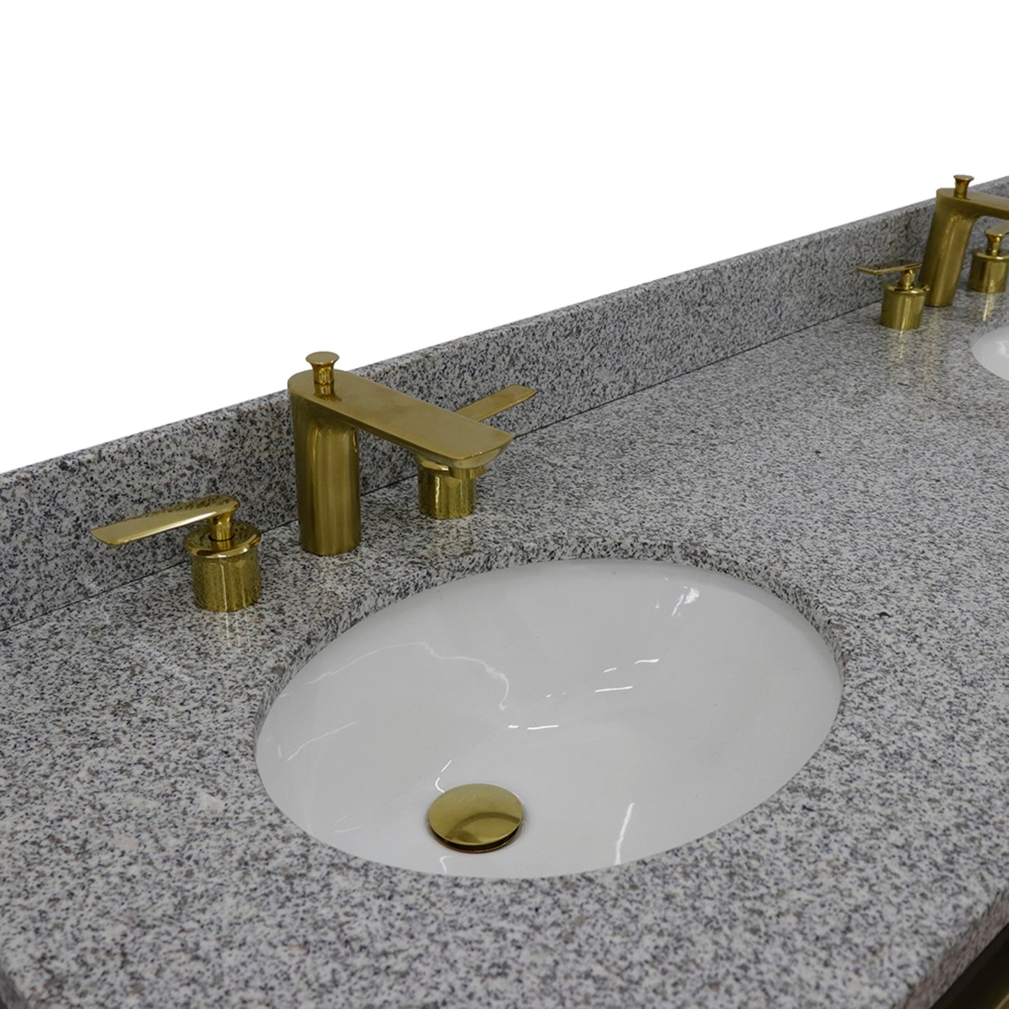 61" Double sink vanity in Dark Gray finish with Gray granite and oval sink