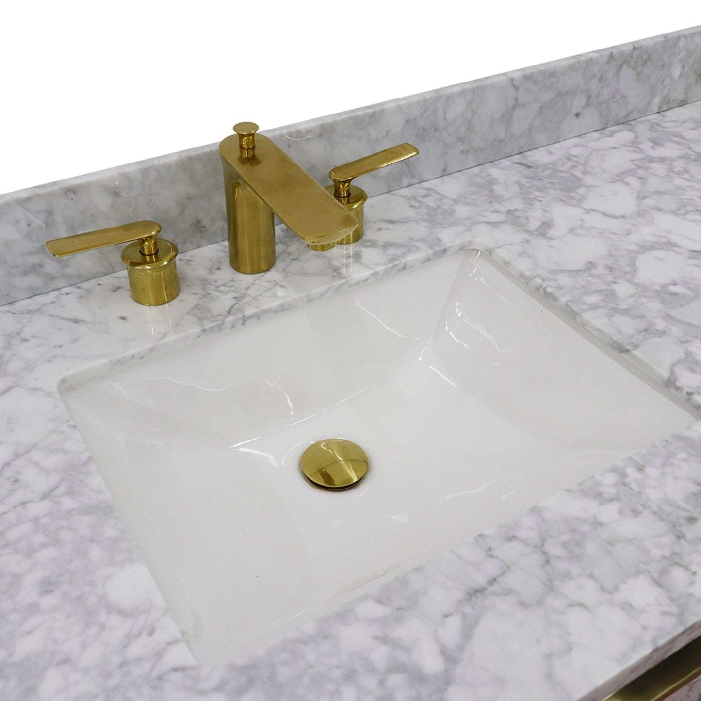 61" Double sink vanity in Dark Gray finish with White Carrara marble and rectangle sink