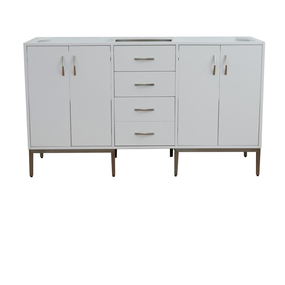60" Double vanity in White finish cabinet only