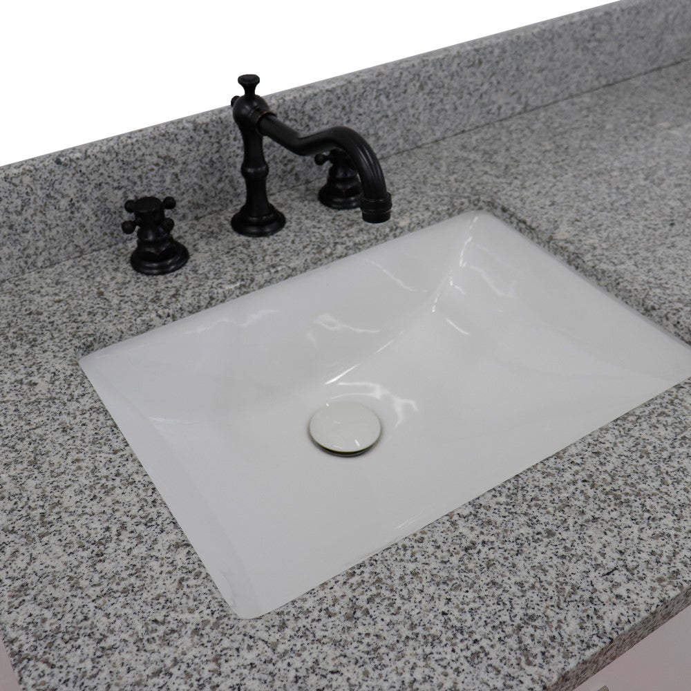 61" Double sink vanity in White finish with Gray granite and rectangle sink