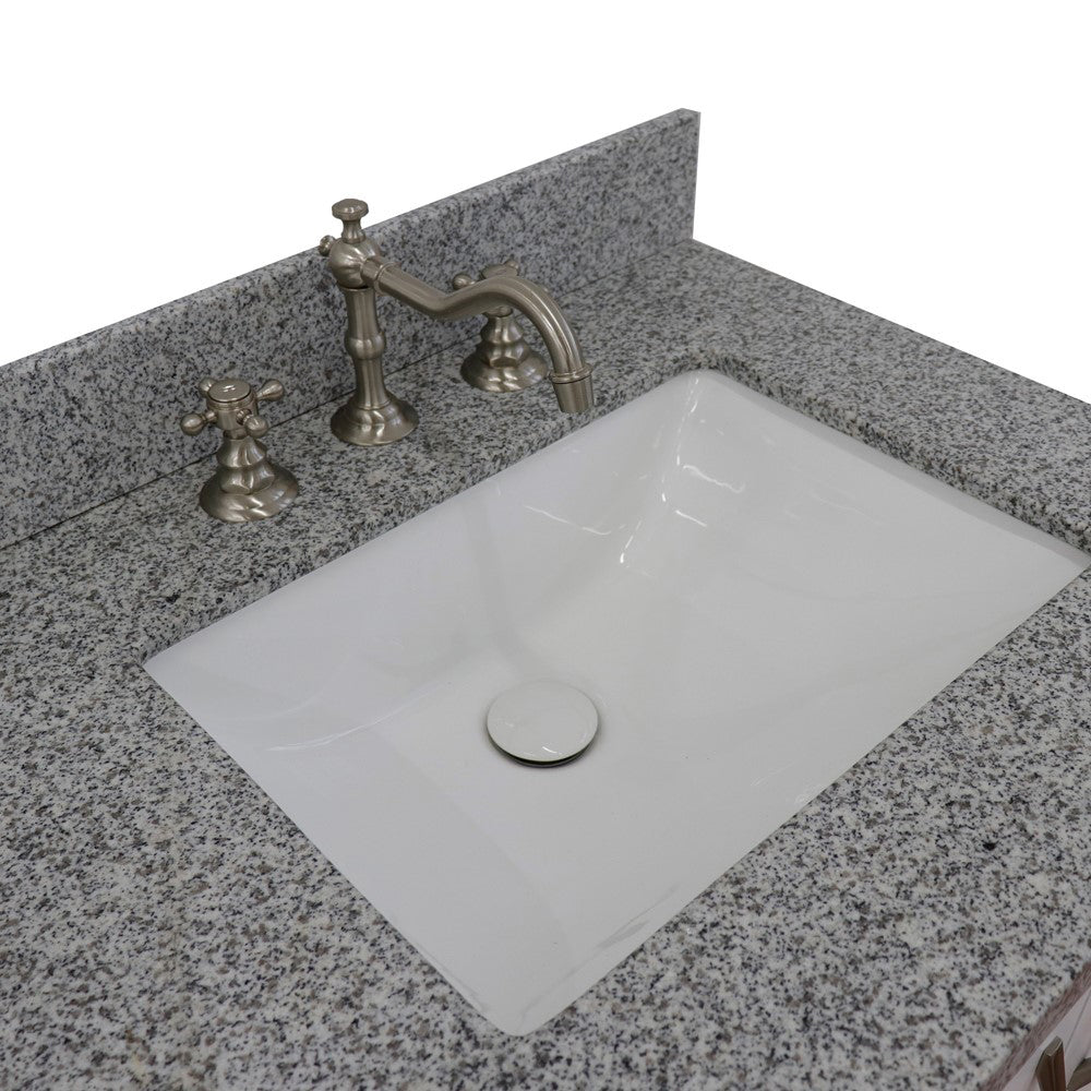 61" Double sink vanity in White finish with Gray granite and rectangle sink