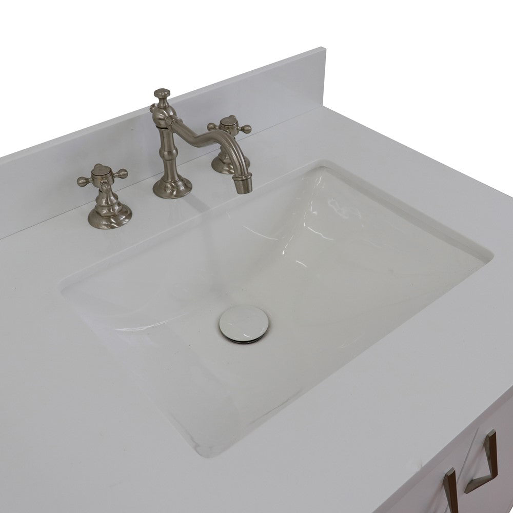61" Double sink vanity in White finish with White engineered stone and rectangle sink