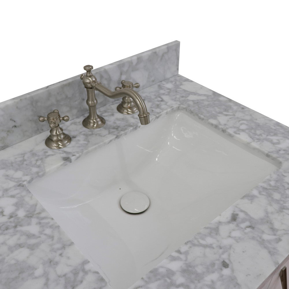 61" Double sink vanity in White finish with White Carrara marble and rectangle sink