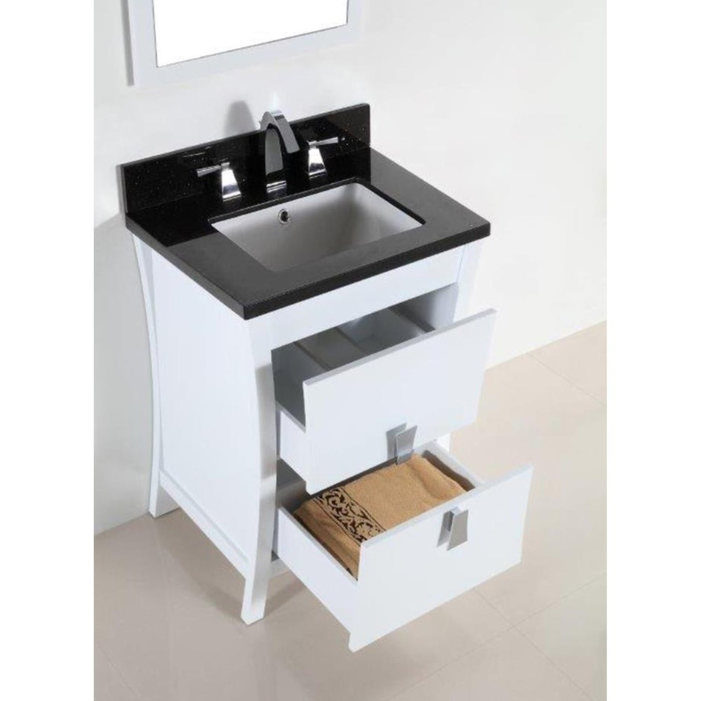 24" Single sink vanity with black galaxy top