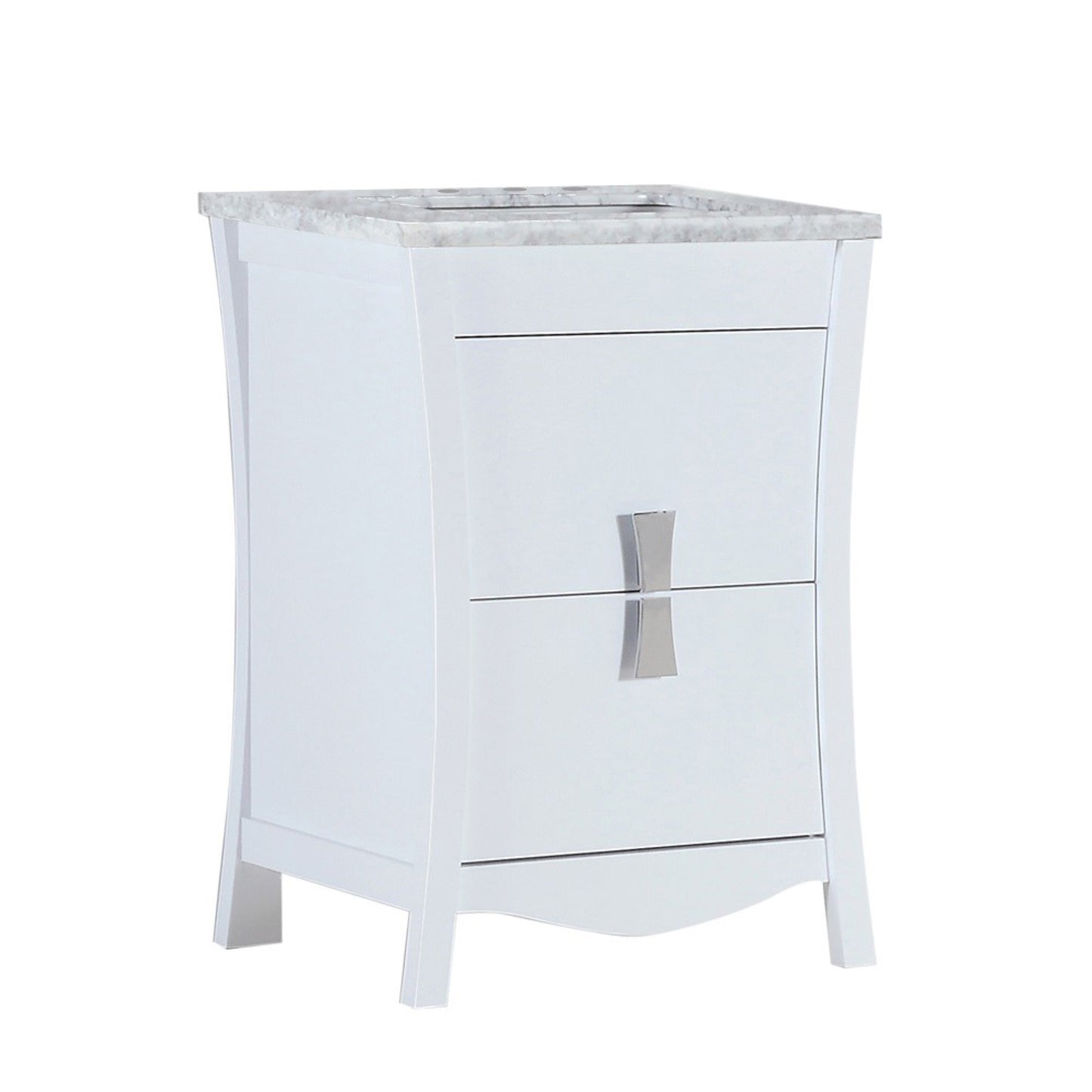 24" Single sink vanity with white Carrara top