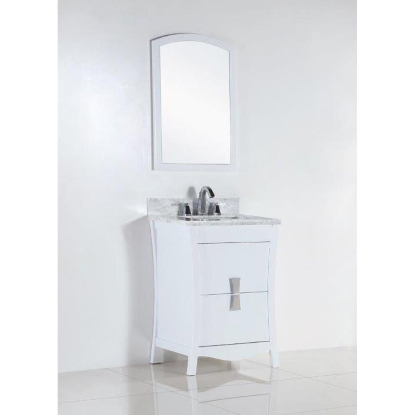 24" Single sink vanity with white Carrara top