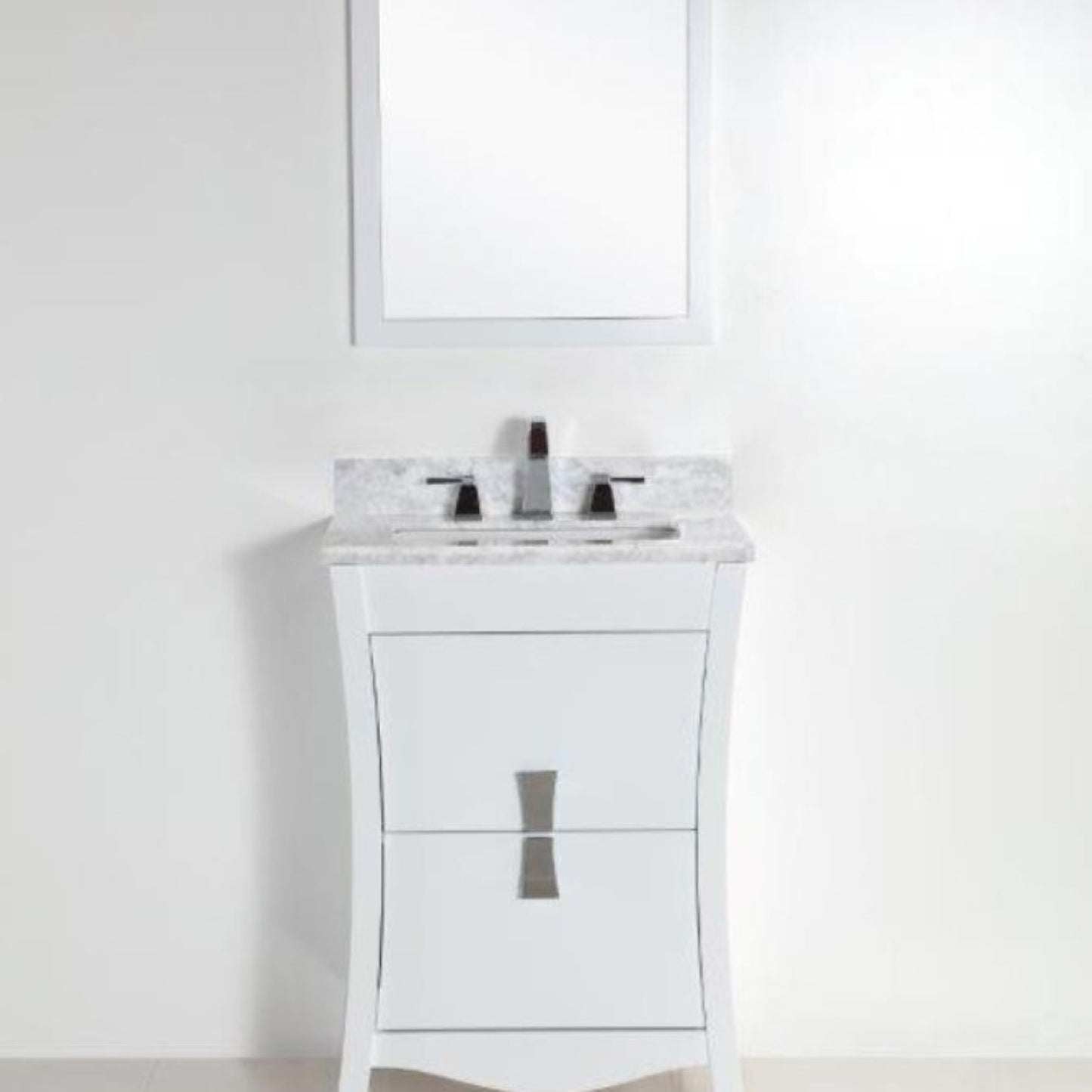 24" Single sink vanity with white Carrara top