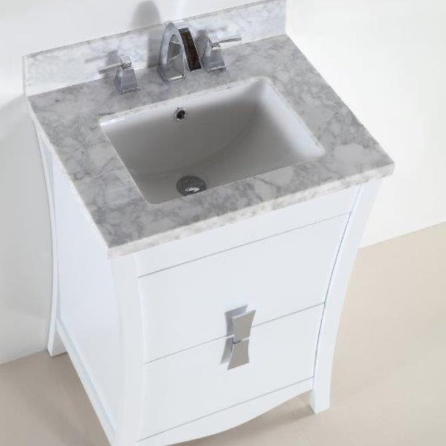 24" Single sink vanity with white Carrara top