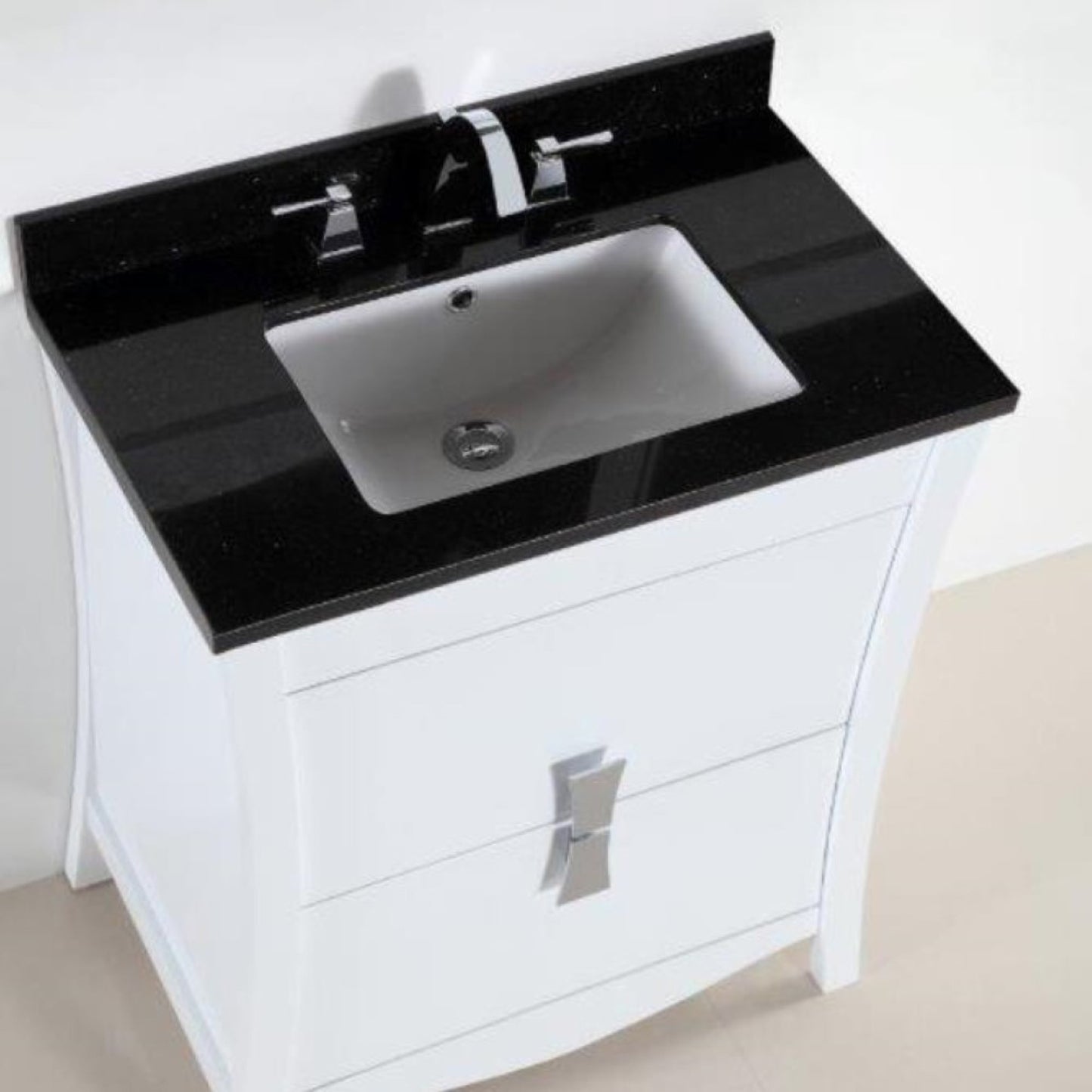 30" Single sink vanity with black galaxy top