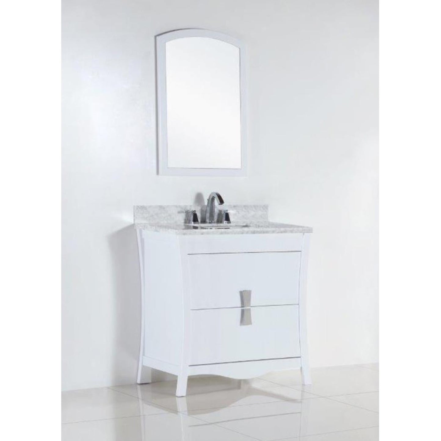 30" Single sink vanity with white Carrara top