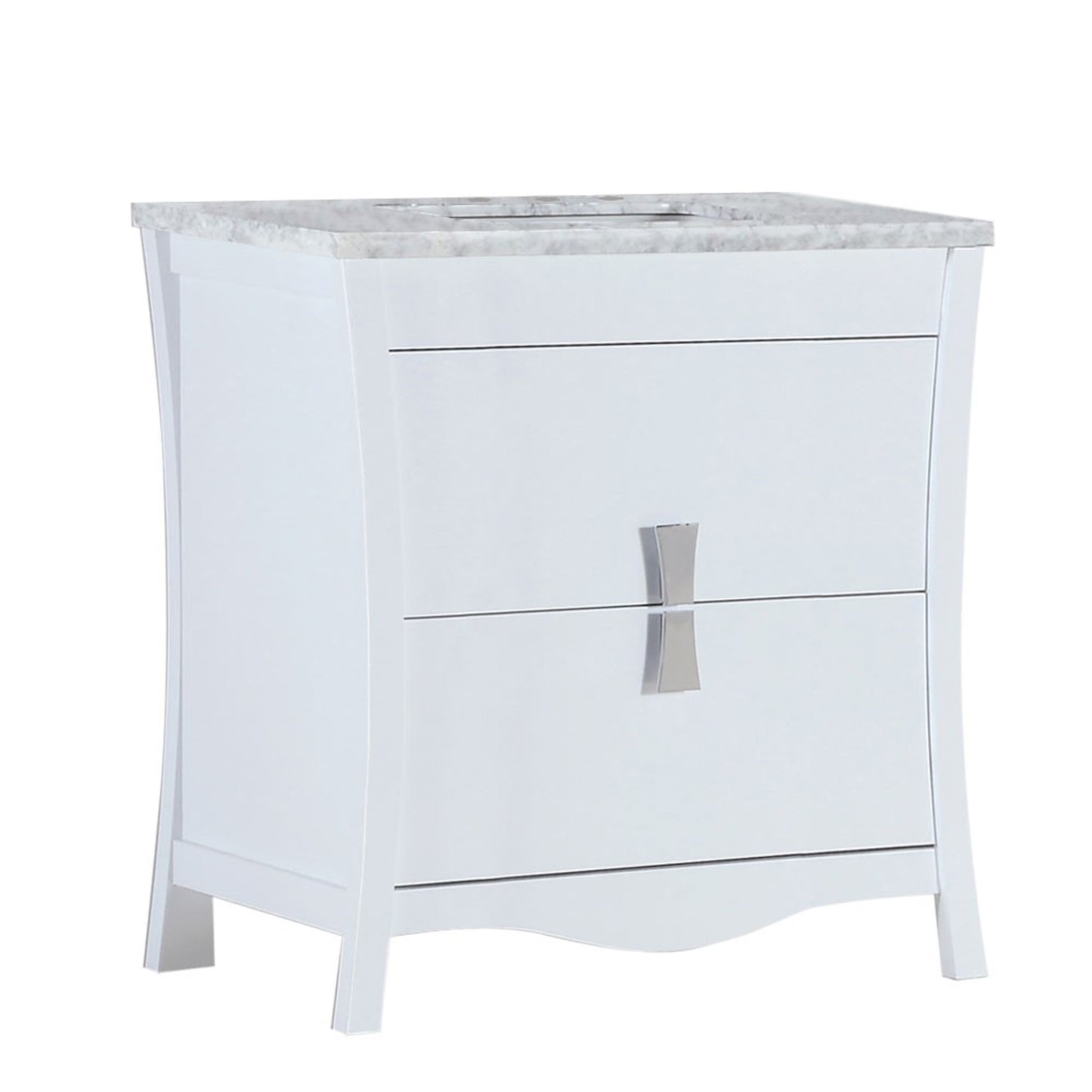30" Single sink vanity with white Carrara top