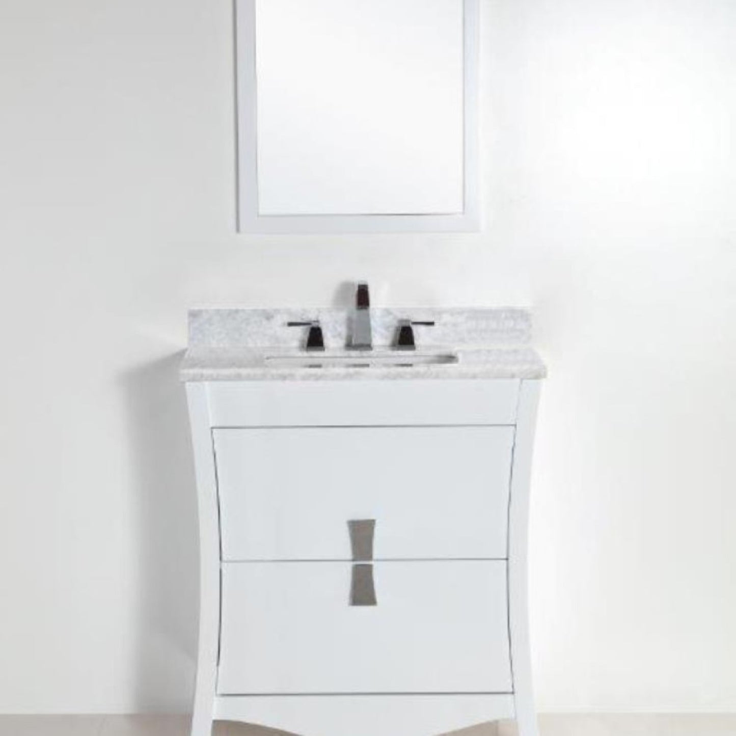 30" Single sink vanity with white Carrara top