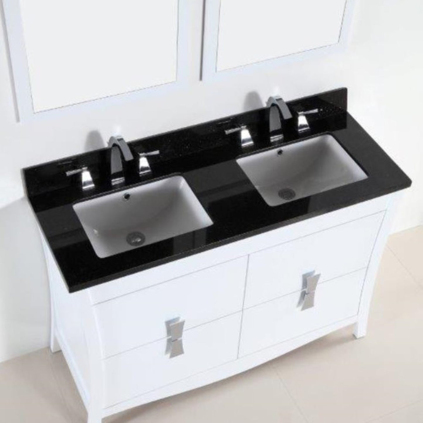 48" Double sink vanity with black galaxy top