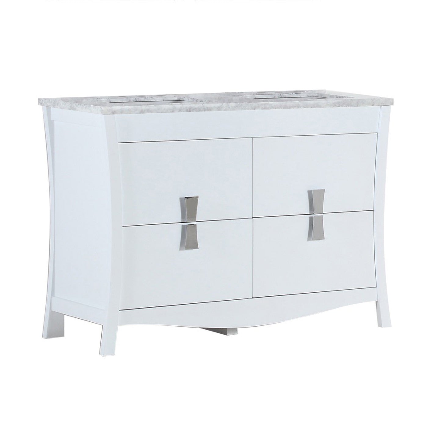 48" Double sink vanity with white Carrara top