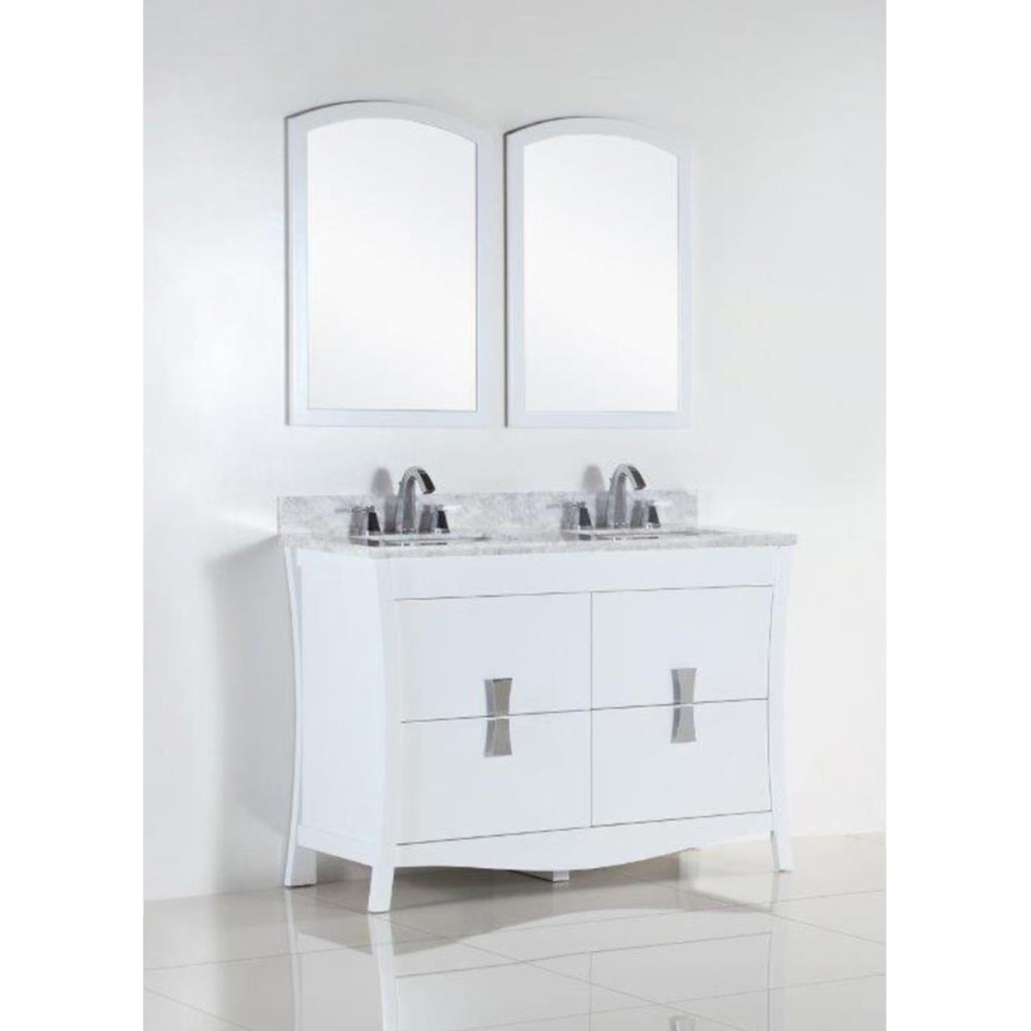 48" Double sink vanity with white Carrara top