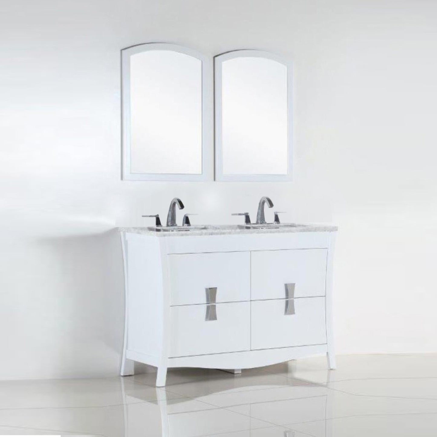 48" Double sink vanity with white Carrara top