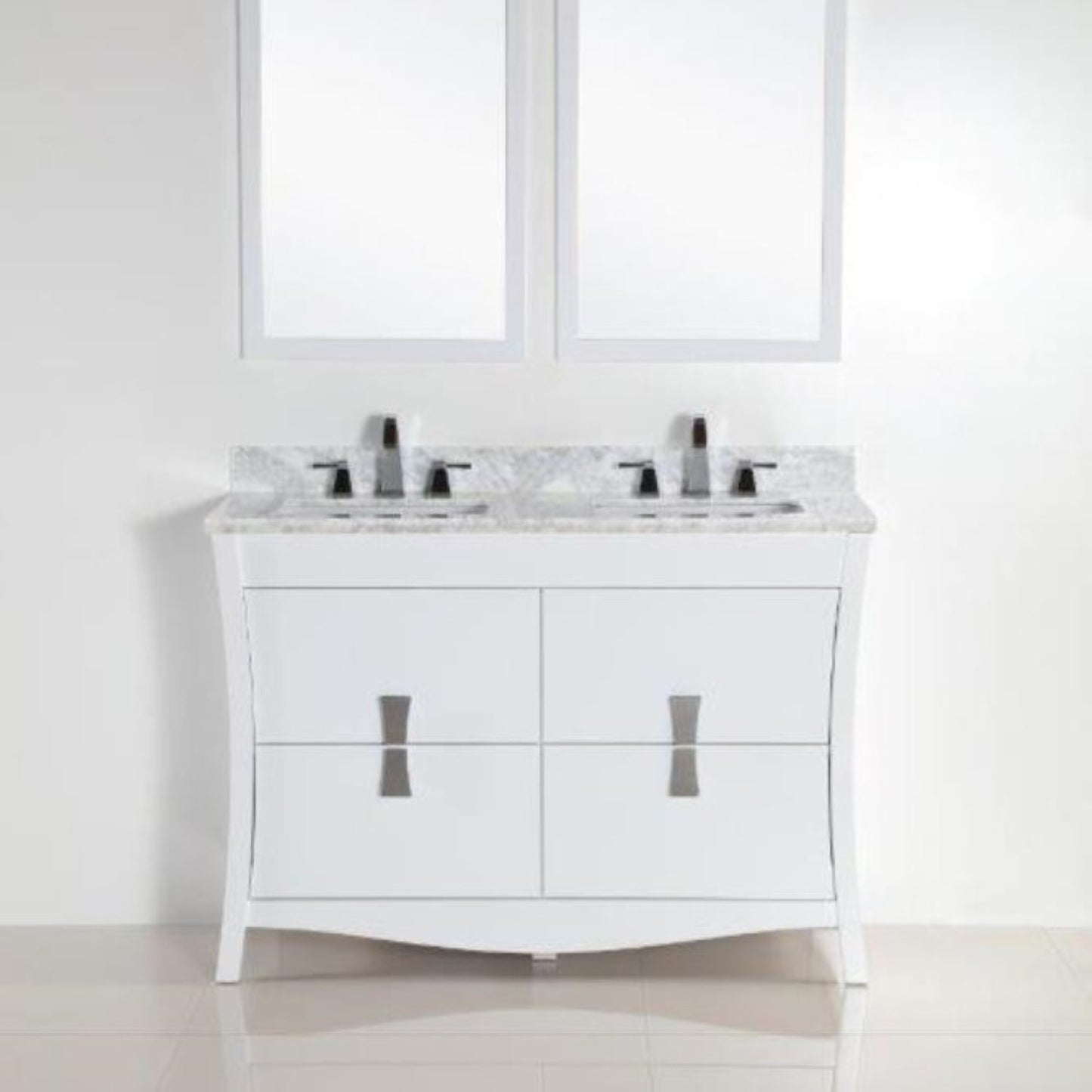 48" Double sink vanity with white Carrara top