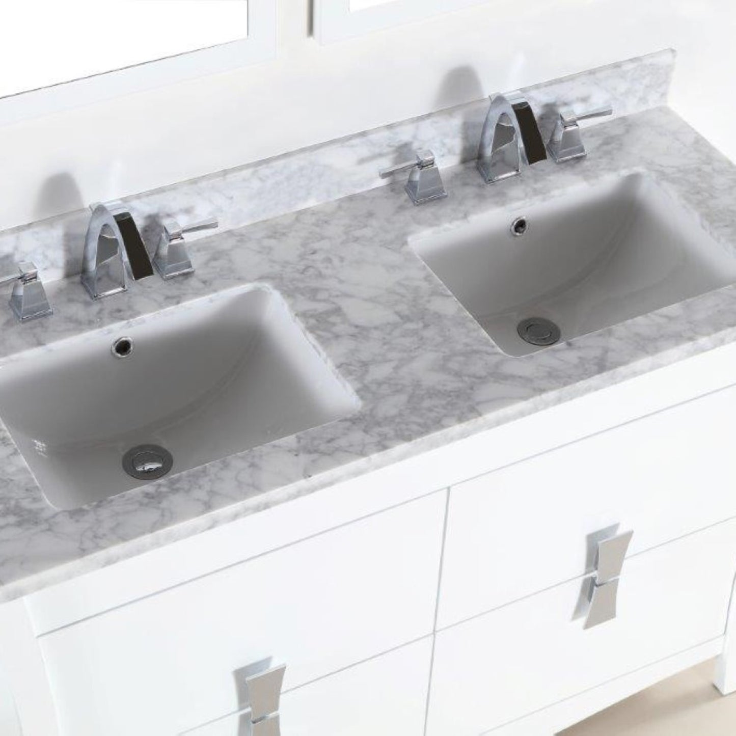 48" Double sink vanity with white Carrara top