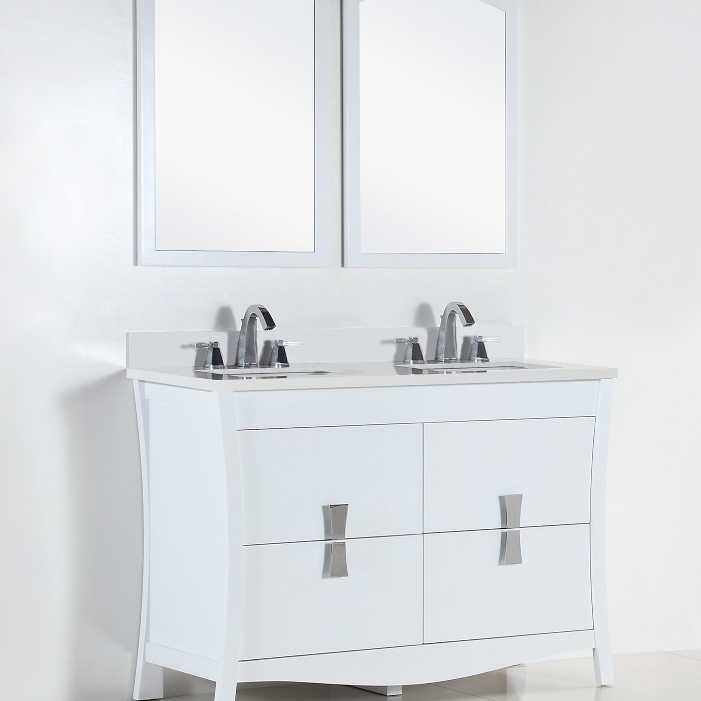 48" Double sink vanity with white engineered stone top
