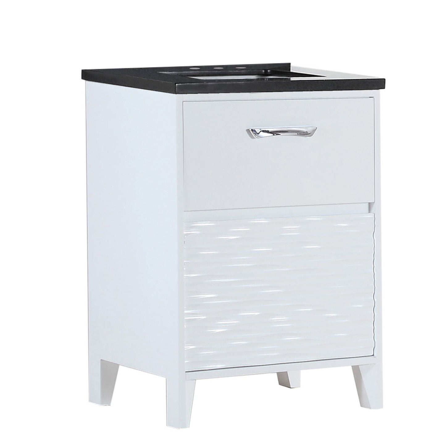 24" Single sink vanity with black galaxy top