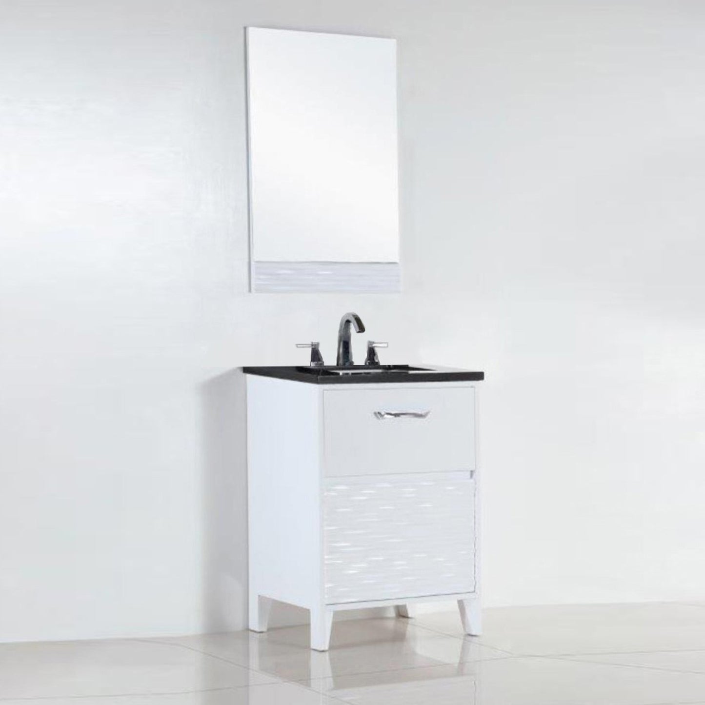 24" Single sink vanity with black galaxy top