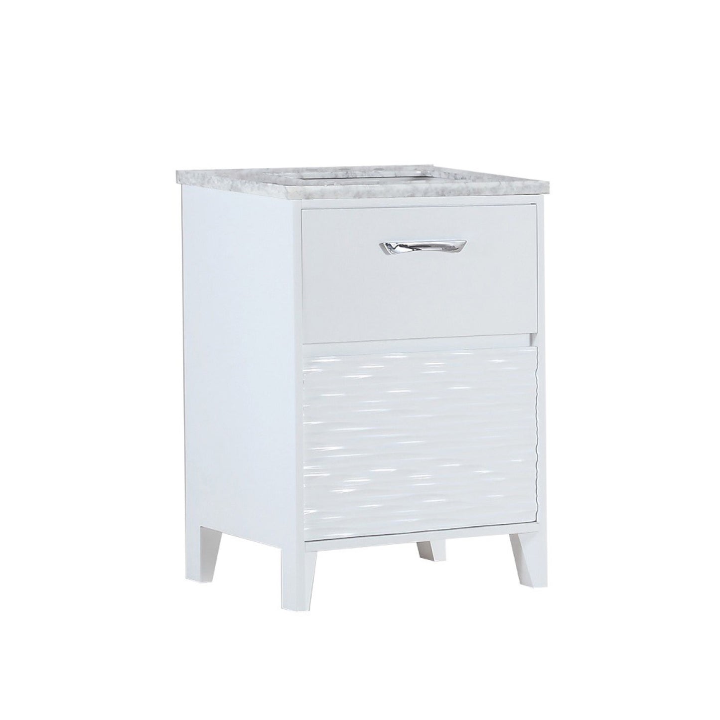 24" Single sink vanity with white Carrara top