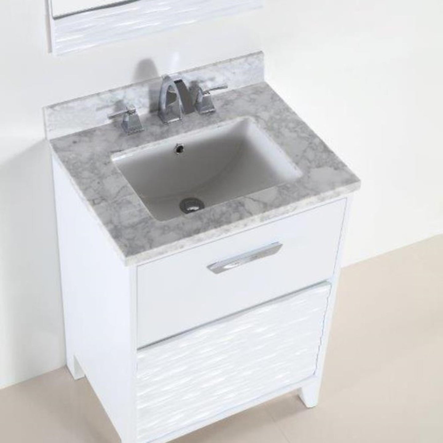 24" Single sink vanity with white Carrara top