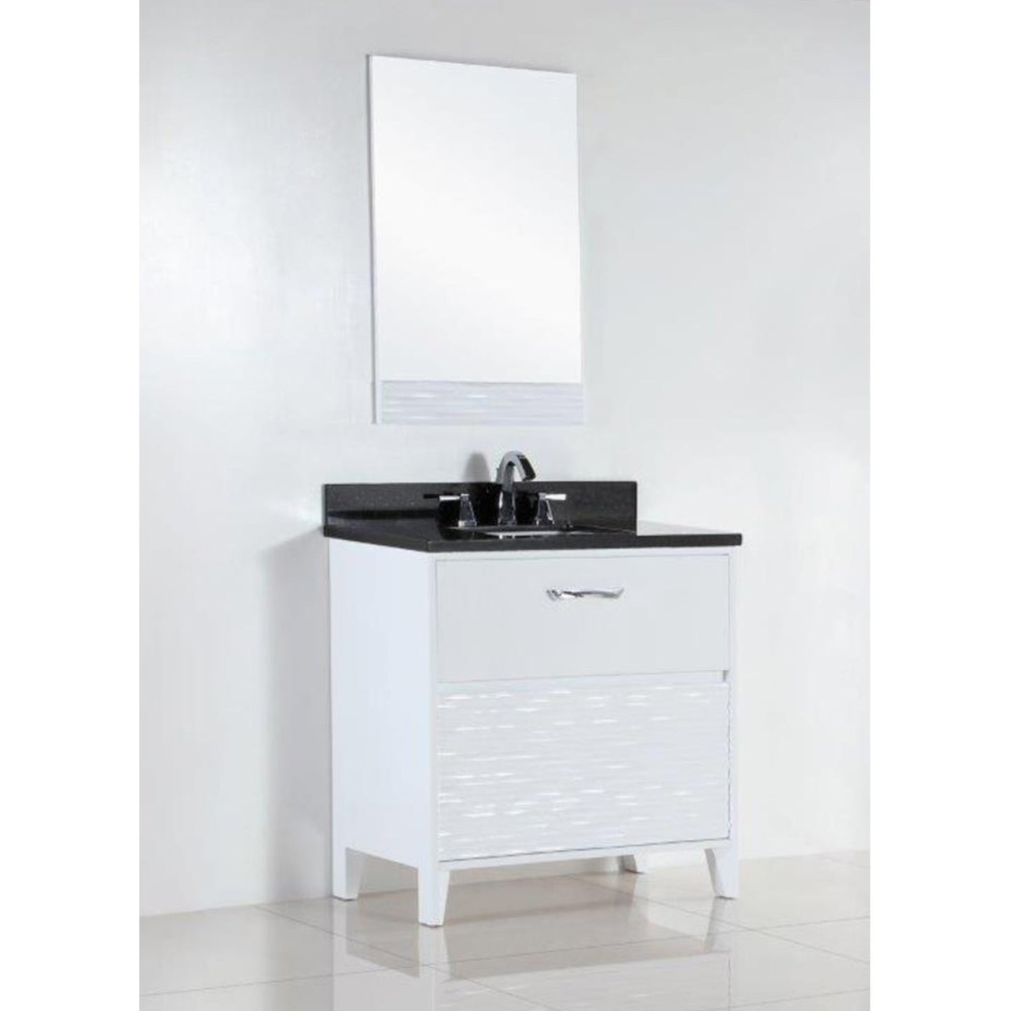 30" Single sink vanity with black galaxy top