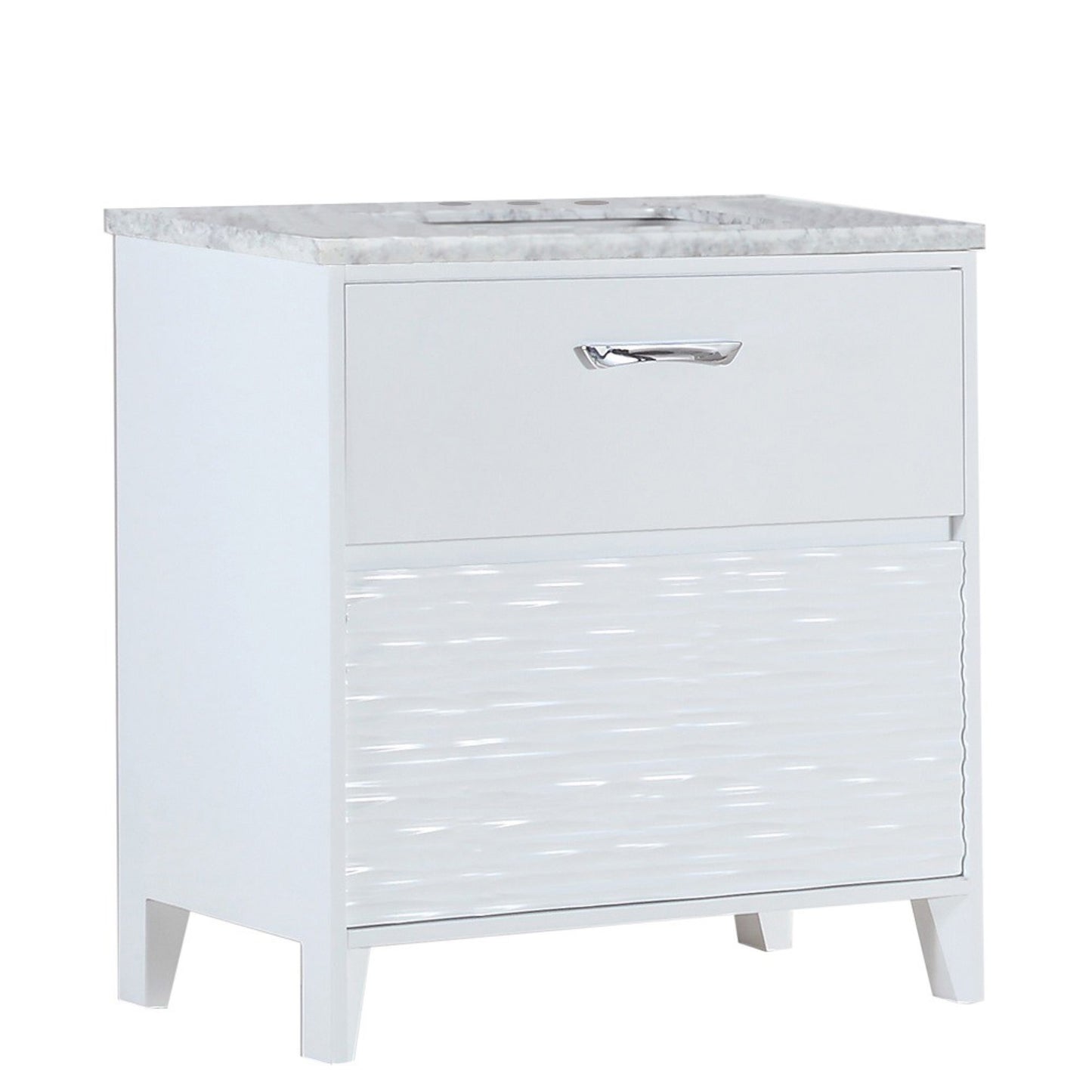 30" Single sink vanity with white Carrara top