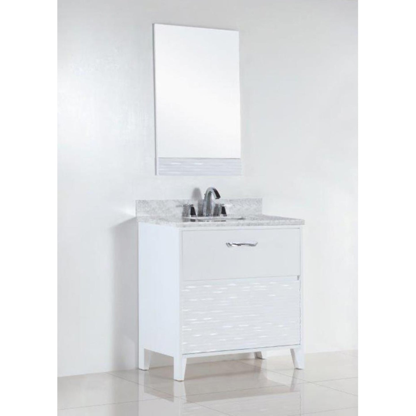 30" Single sink vanity with white Carrara top