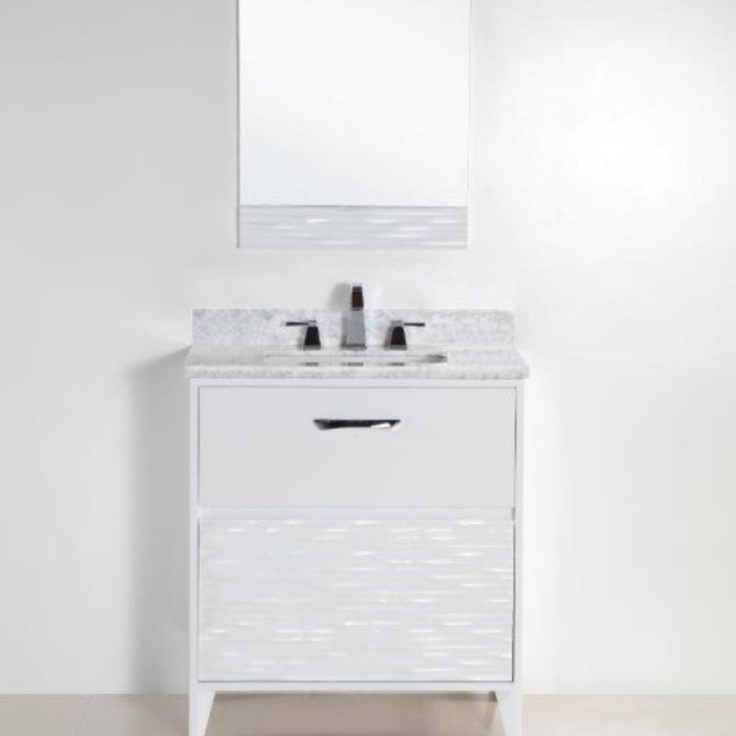 30" Single sink vanity with white Carrara top