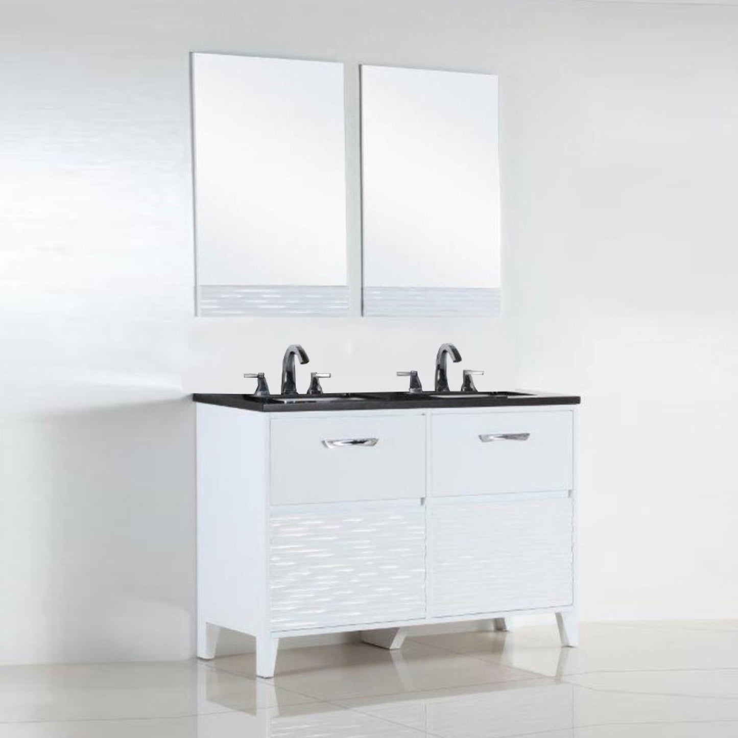 48" Double sink vanity with black galaxy top